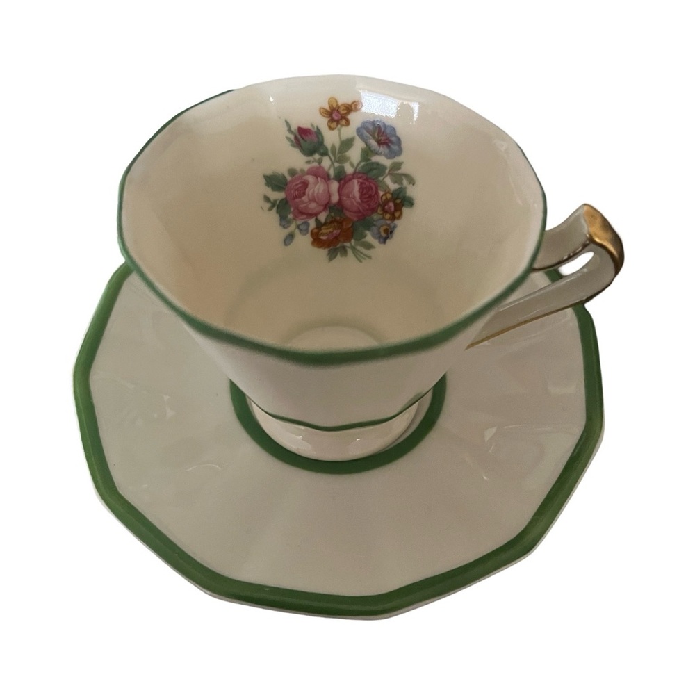 Vintage Black Knight Green Lorraine Demitasse Cup & Saucer